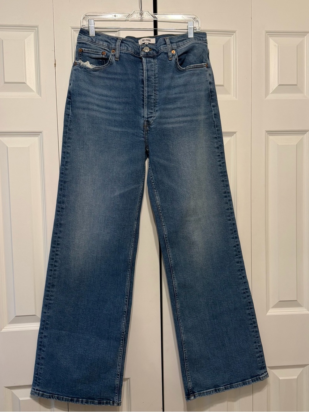 RE/DONE High Rise Wide Leg Jeans in Mid 70's Shadow size 31